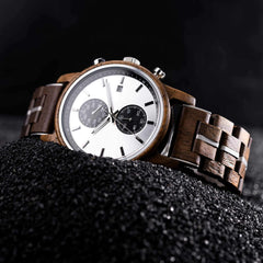 Men's Wooden Watches Classic Ebony Oak Black Chronograph - wowat.cowowat