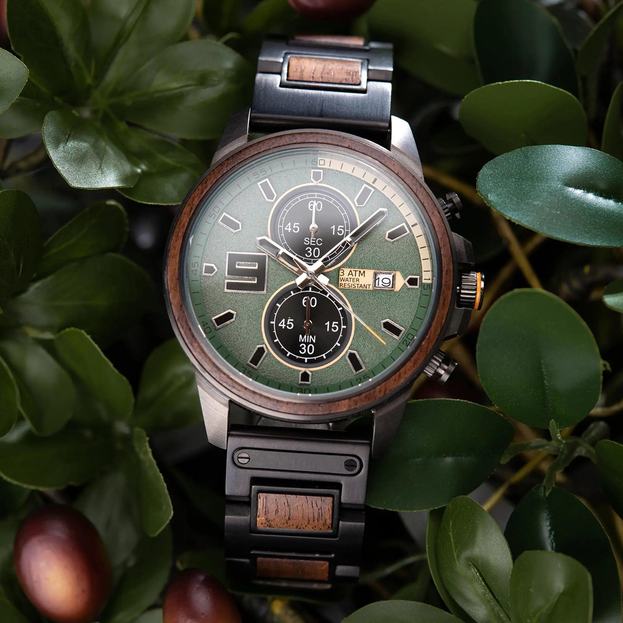 Personalized Engraved Wooden Watch for Men - Perfect Anniversary or Wedding Gift - wowat.cowowat