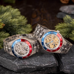 Skeleton Mechanical Wooden Watch Ebony Black - wowat.cowowat