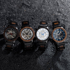 Skeleton Watches Automatic Mechanical Louro Preto Black - wowat.cowowat