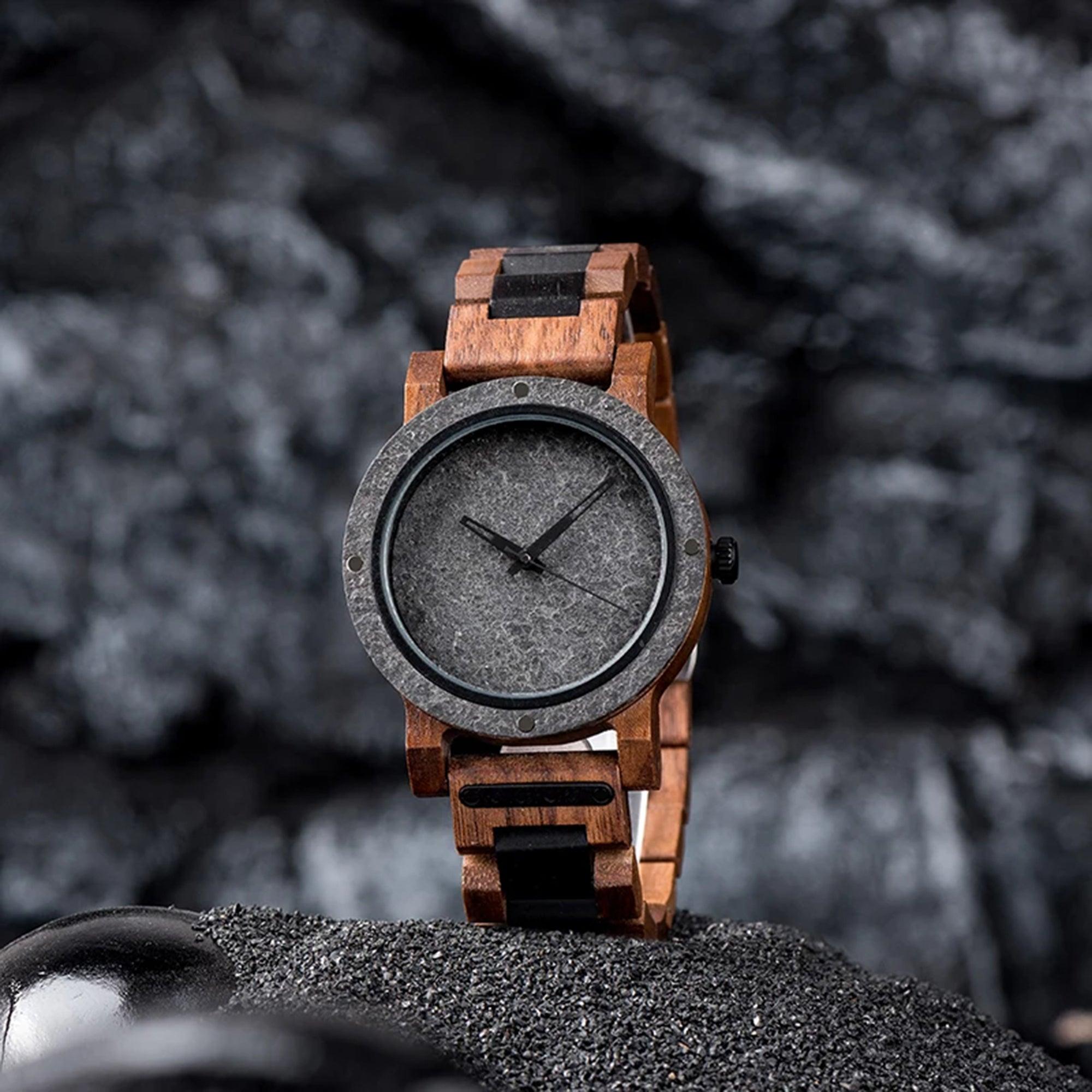 Natural Rock Ebony Wooden Watch – Saturn - wowat.co