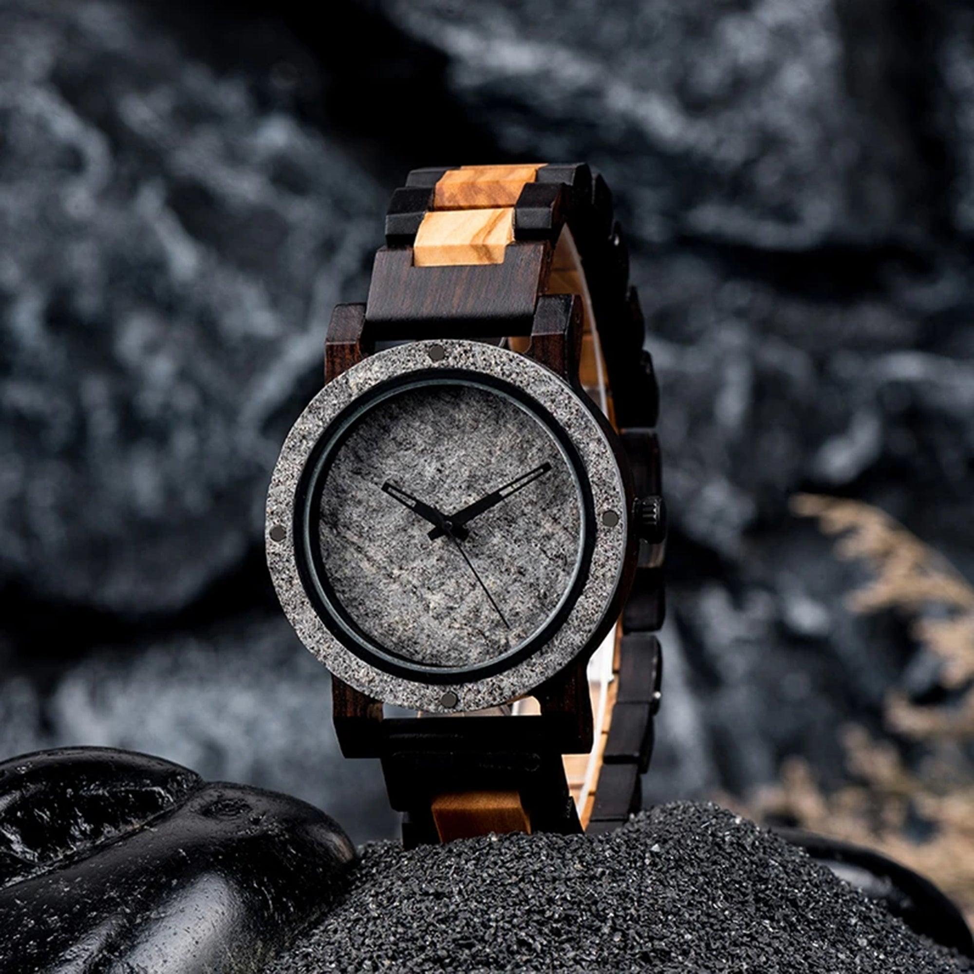 Natural Rock Ebony Wooden Watch – Saturn - wowat.co