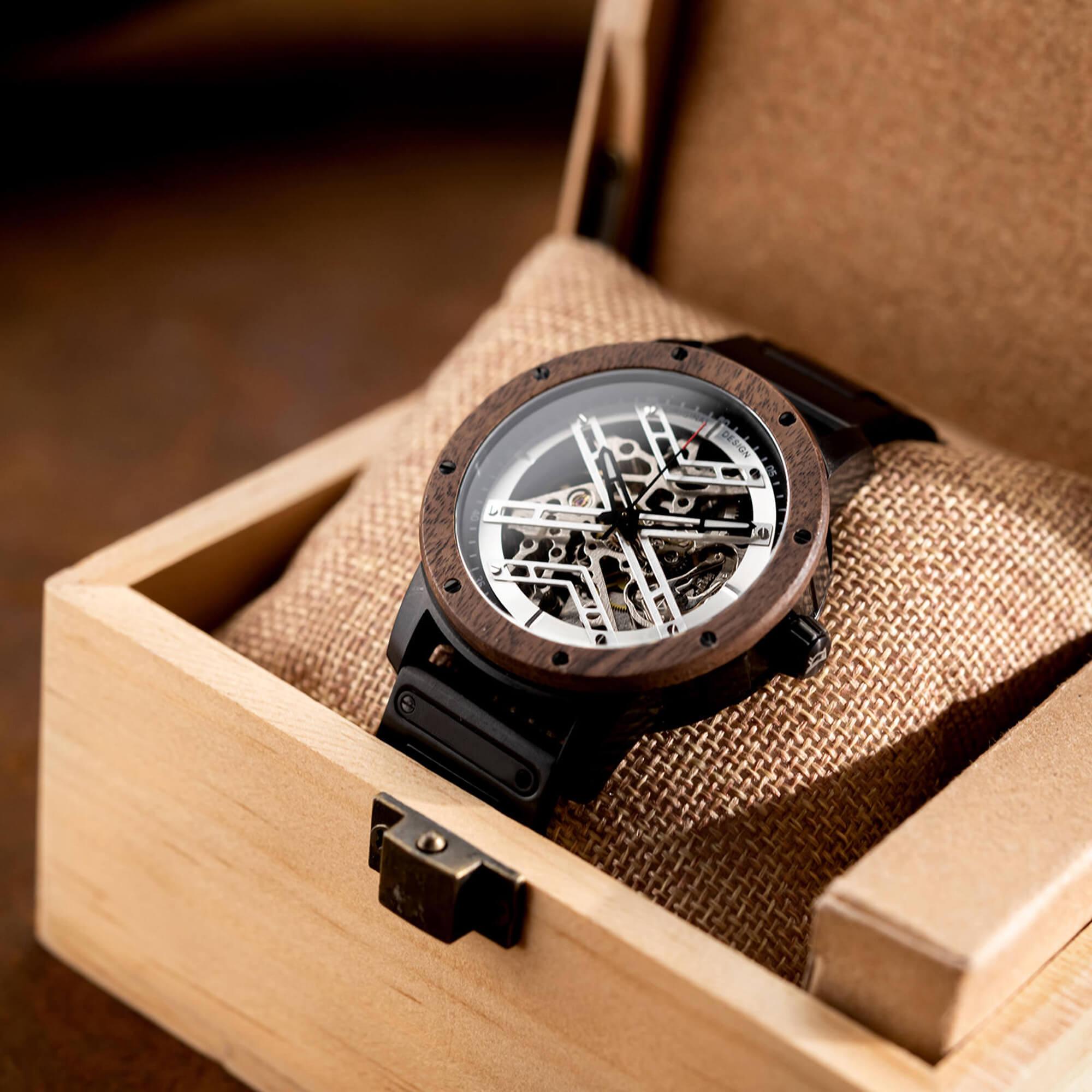 Skeleton Watches Automatic Mechanical Louro Preto Black - wowat.co