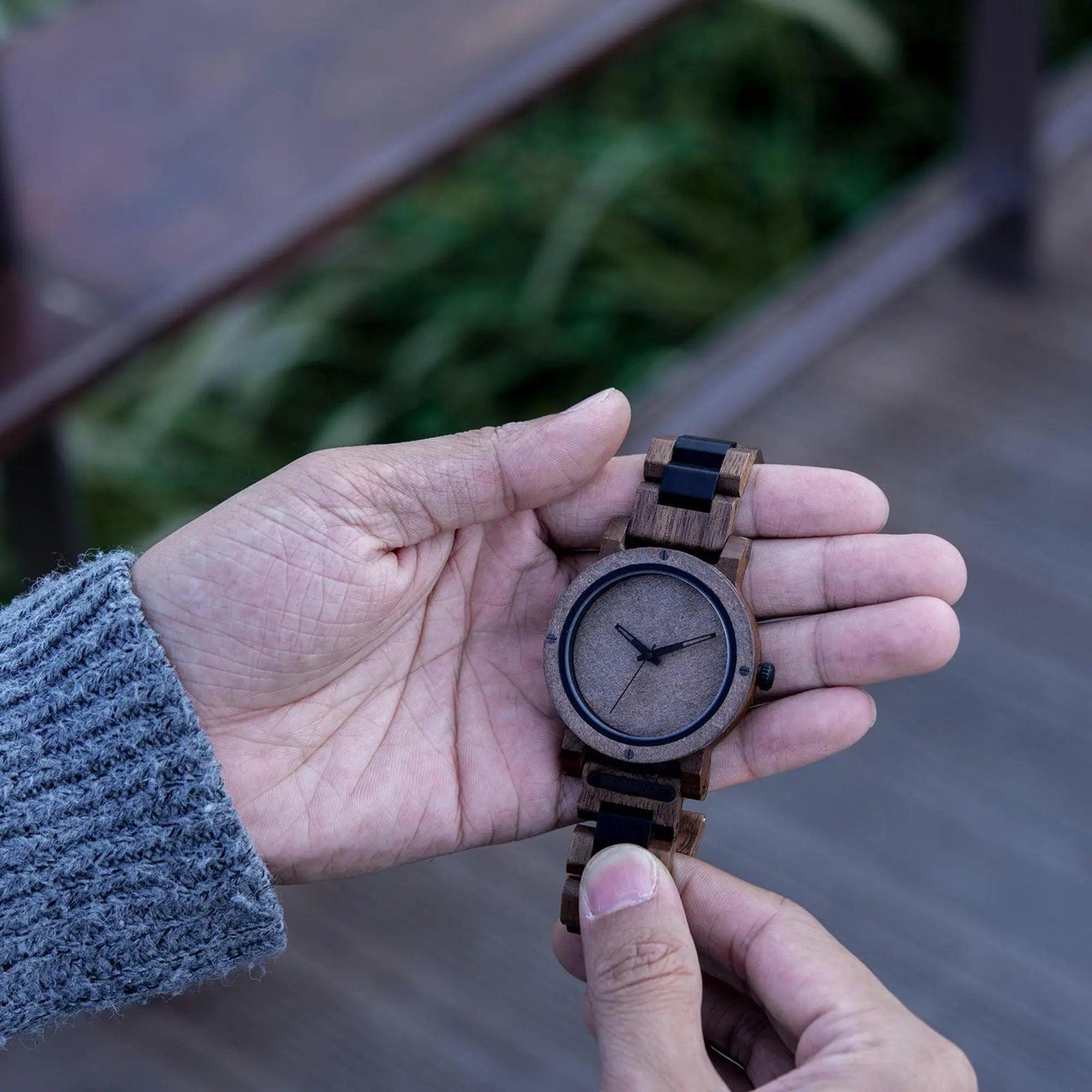 Natural Rock Ebony Wooden Watch – Saturn - wowat.co