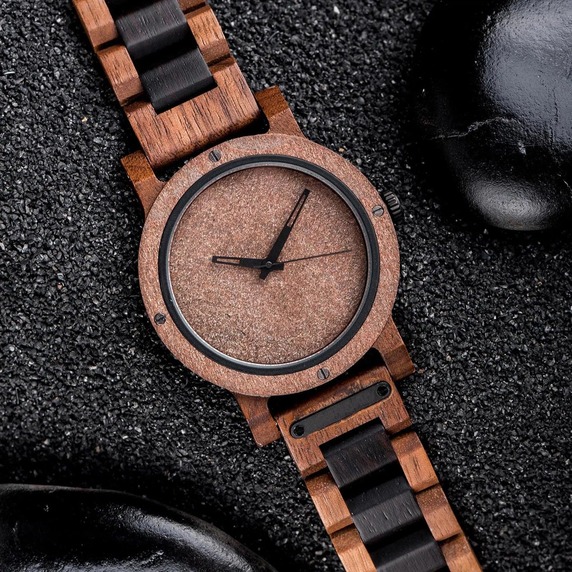 Natural Rock Ebony Wooden Watch – Saturn - wowat.co