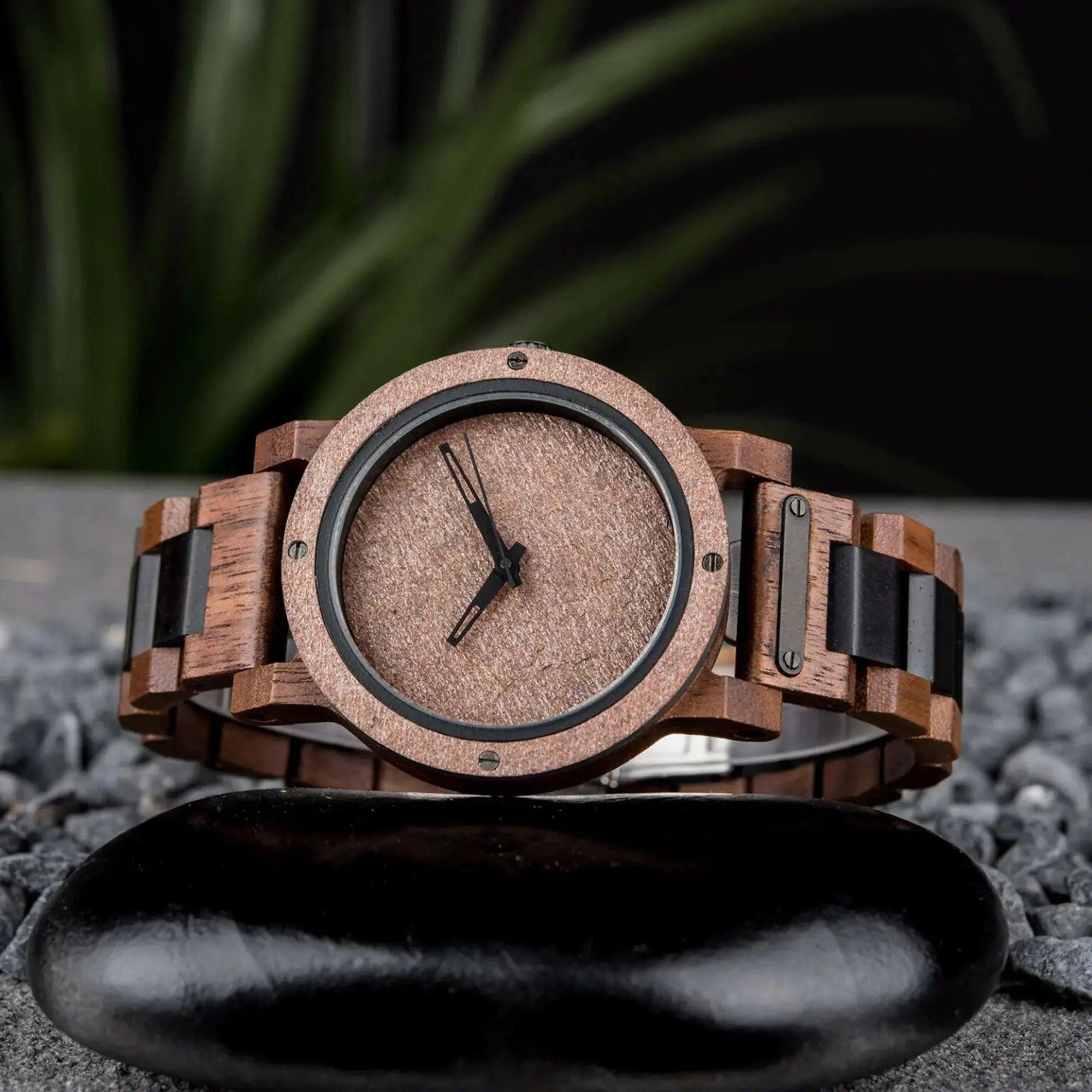 Natural Rock Ebony Wooden Watch – Saturn - wowat.co