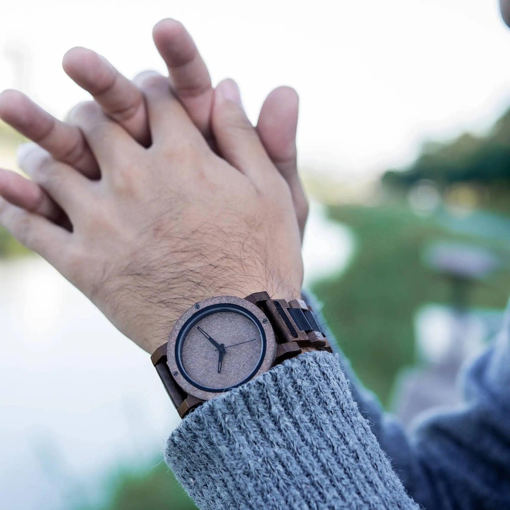 Natural Rock Ebony Wooden Watch – Saturn - wowat.co