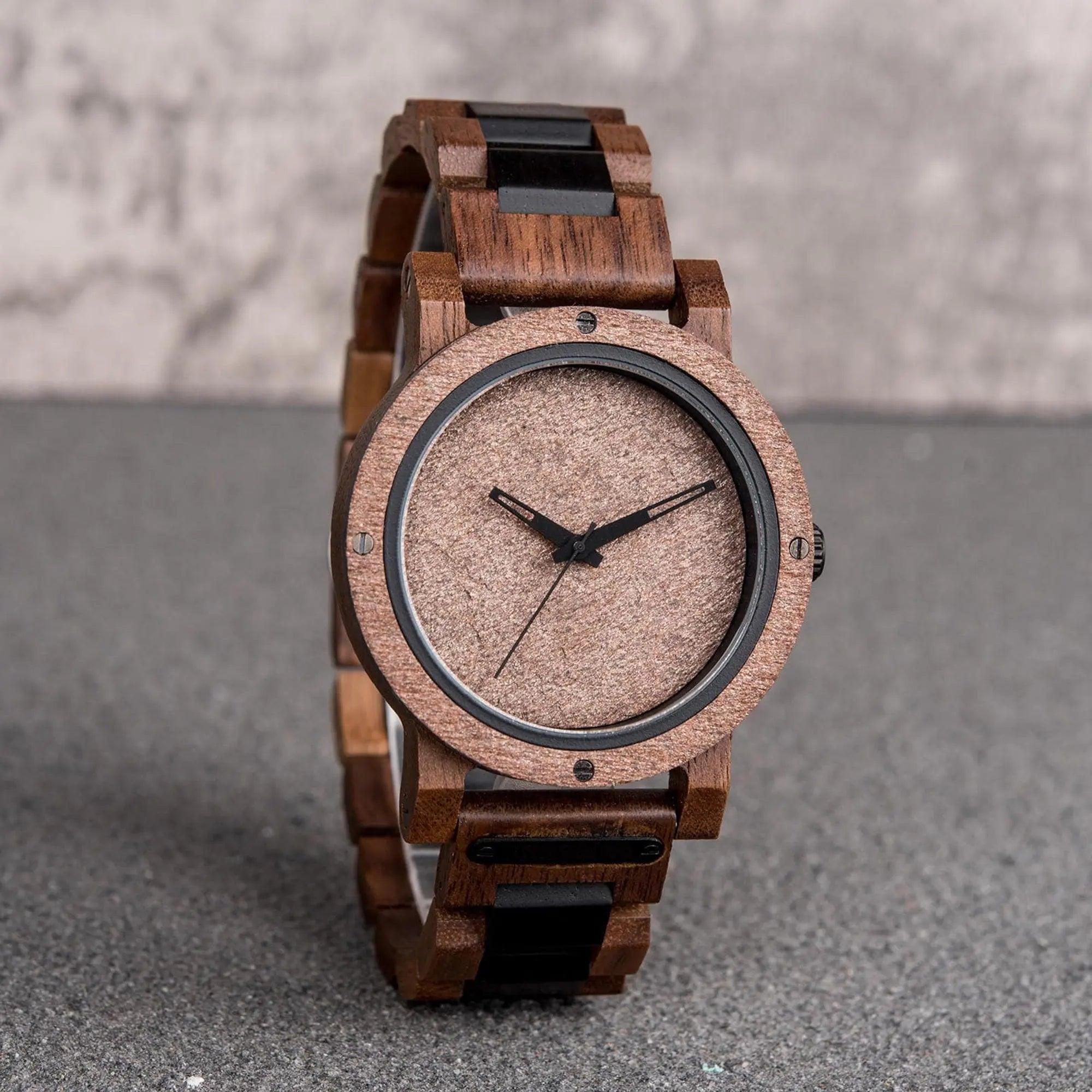 Natural Rock Ebony Wooden Watch – Saturn - wowat.co