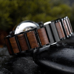 Classics Automatic Wooden Watch Collection Tigerwood Black - wowat.cowowat
