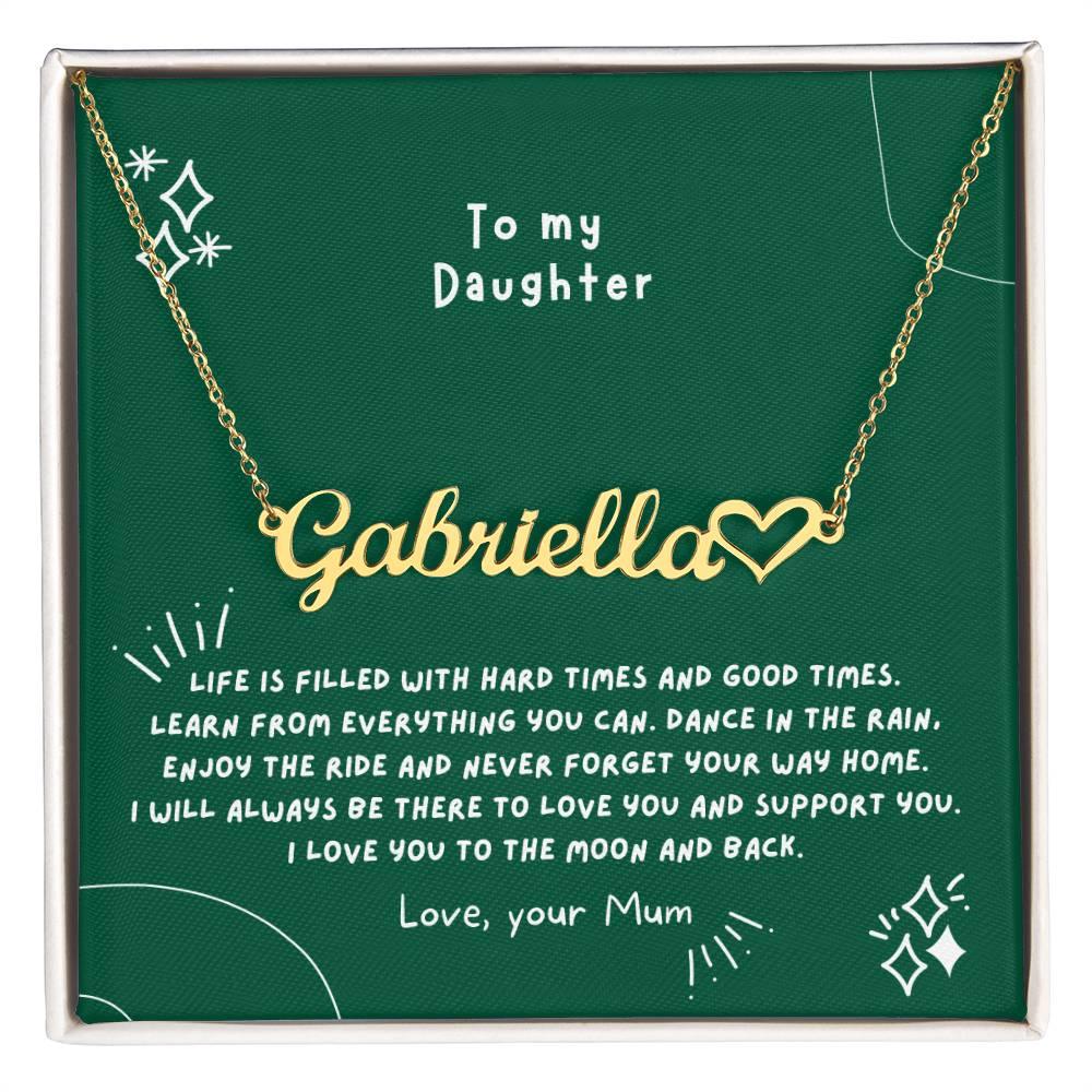 Heart Name Necklace | To my daughter - wowat.cowowat