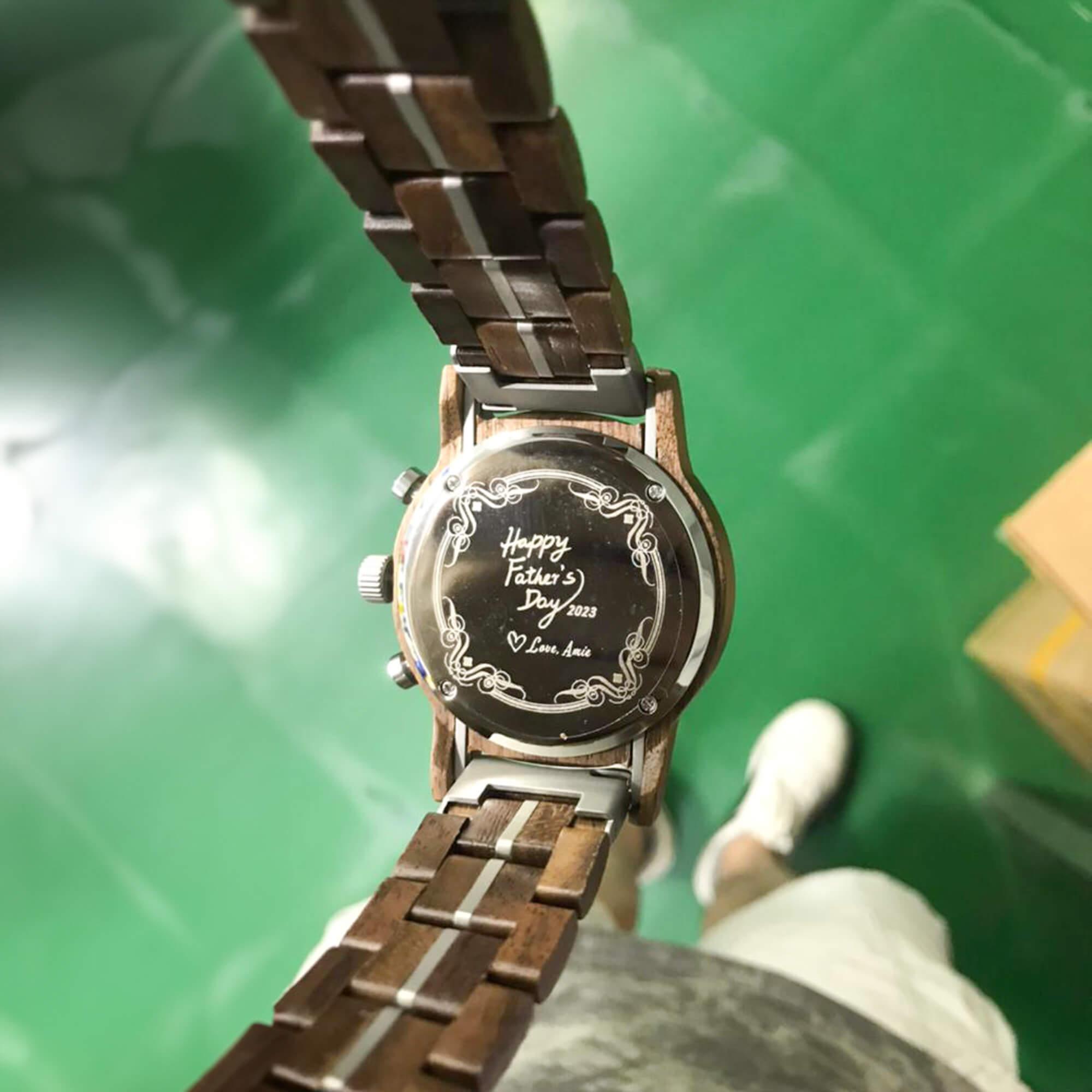 Men's Wooden Watches Classic Ebony Oak Black Chronograph - wowat.cowowat