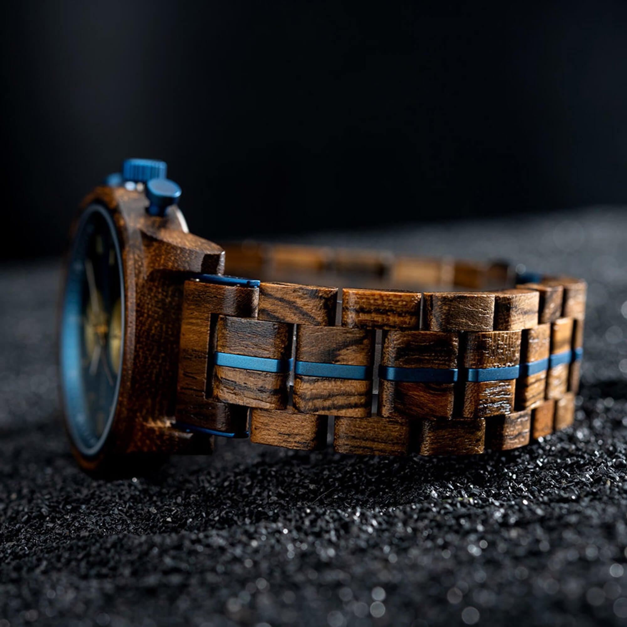 Men's Wooden Watches Classic Ebony Oak Black Chronograph - wowat.cowowat