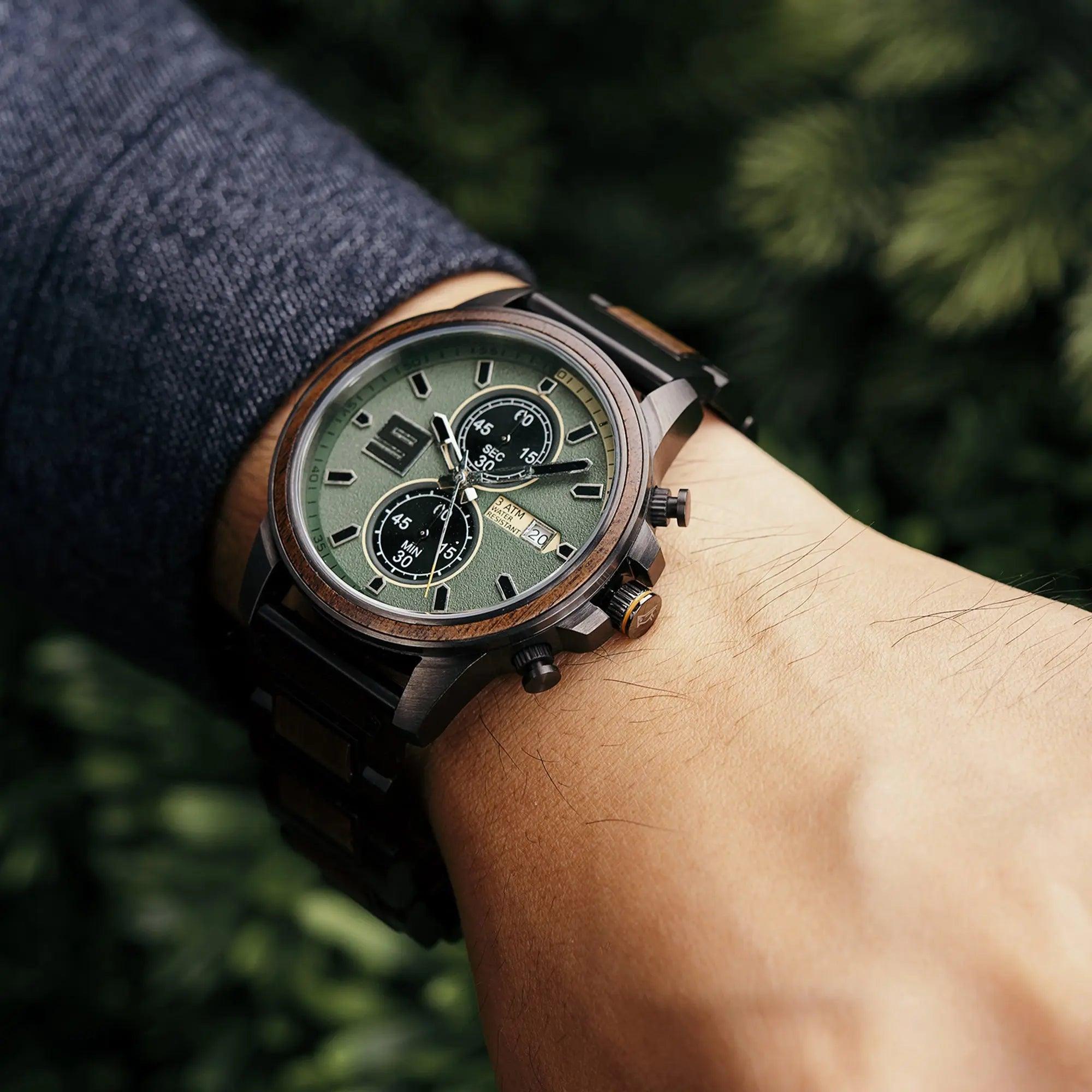 Personalized Engraved Wooden Watch for Men - Perfect Anniversary or Wedding Gift - wowat.cowowat