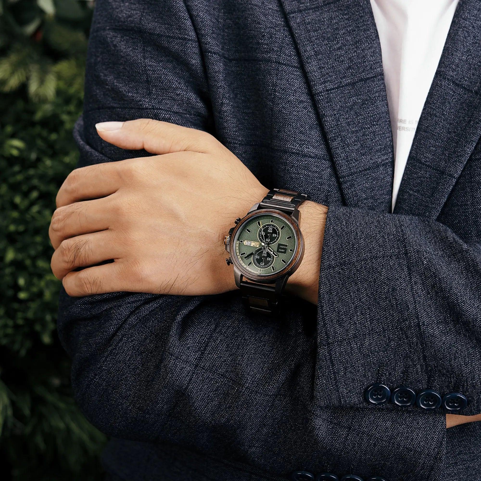 Personalized Engraved Wooden Watch for Men - Perfect Anniversary or Wedding Gift - wowat.cowowat