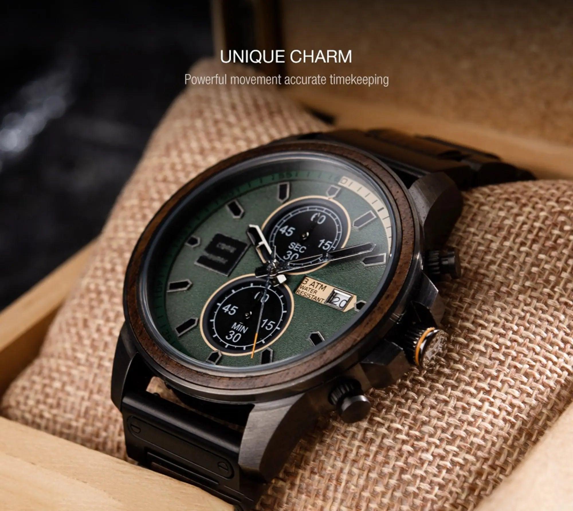 Personalized Engraved Wooden Watch for Men - Perfect Anniversary or Wedding Gift - wowat.cowowat