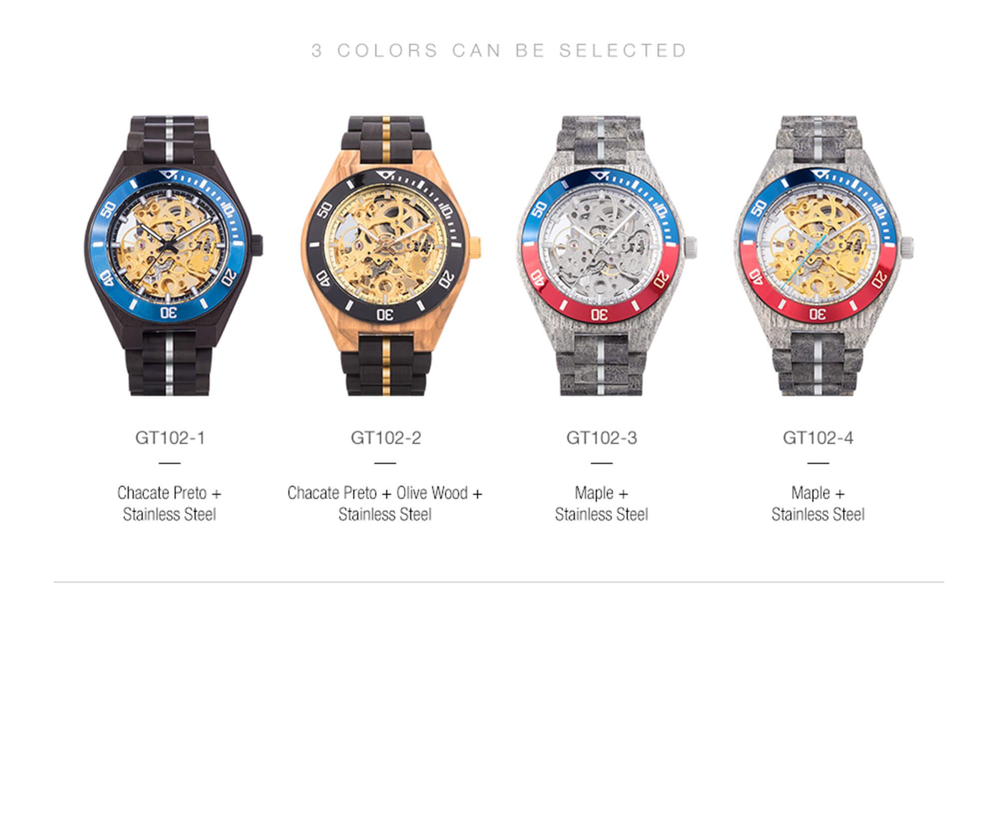 Skeleton Mechanical Wooden Watch Ebony Black - wowat.cowowat