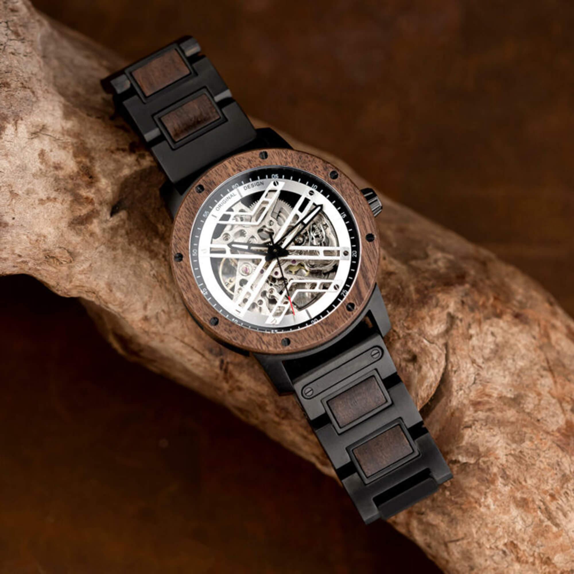 Skeleton Watches Automatic Mechanical Louro Preto Black - wowat.cowowat