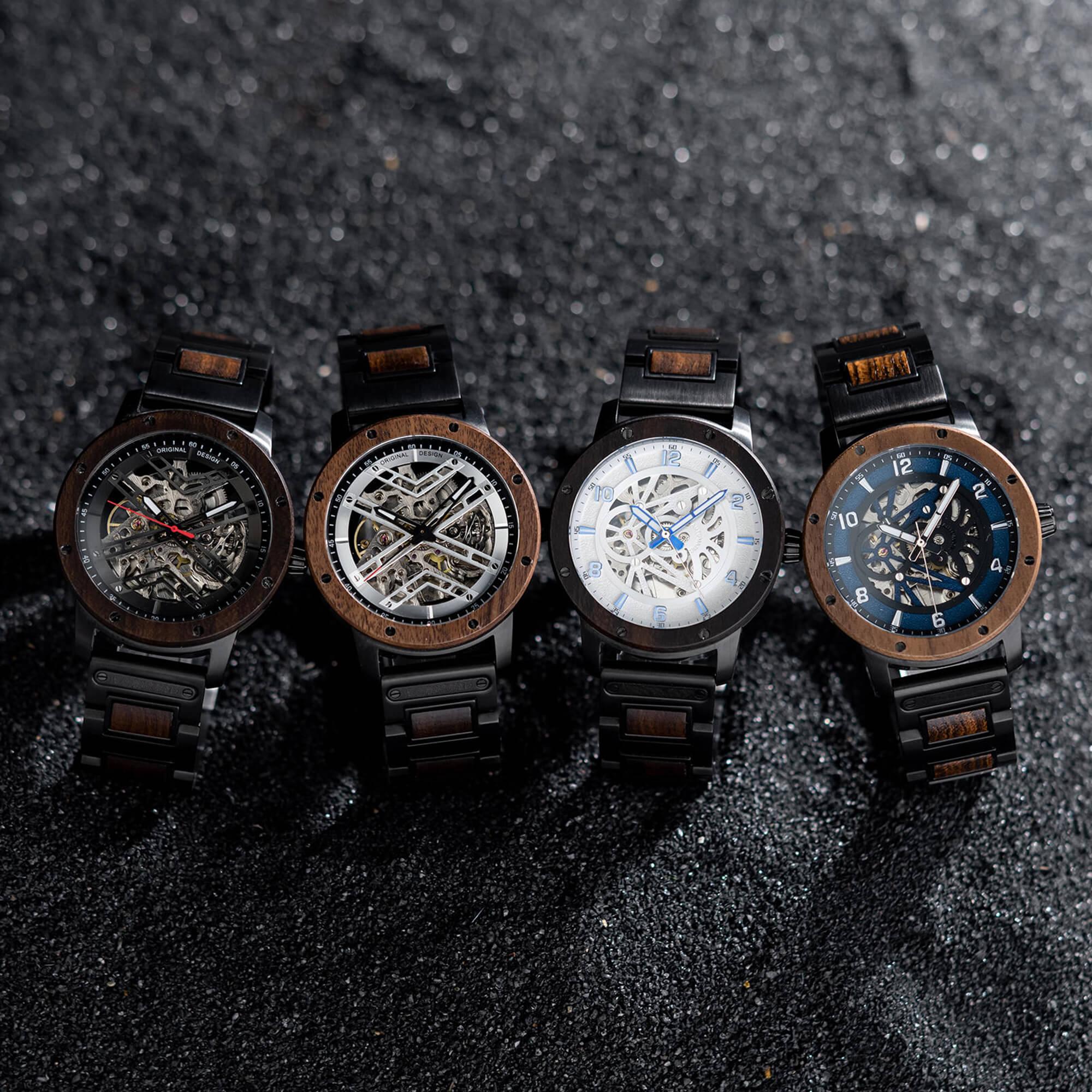 Skeleton Watches Automatic Mechanical Louro Preto Black - wowat.cowowat