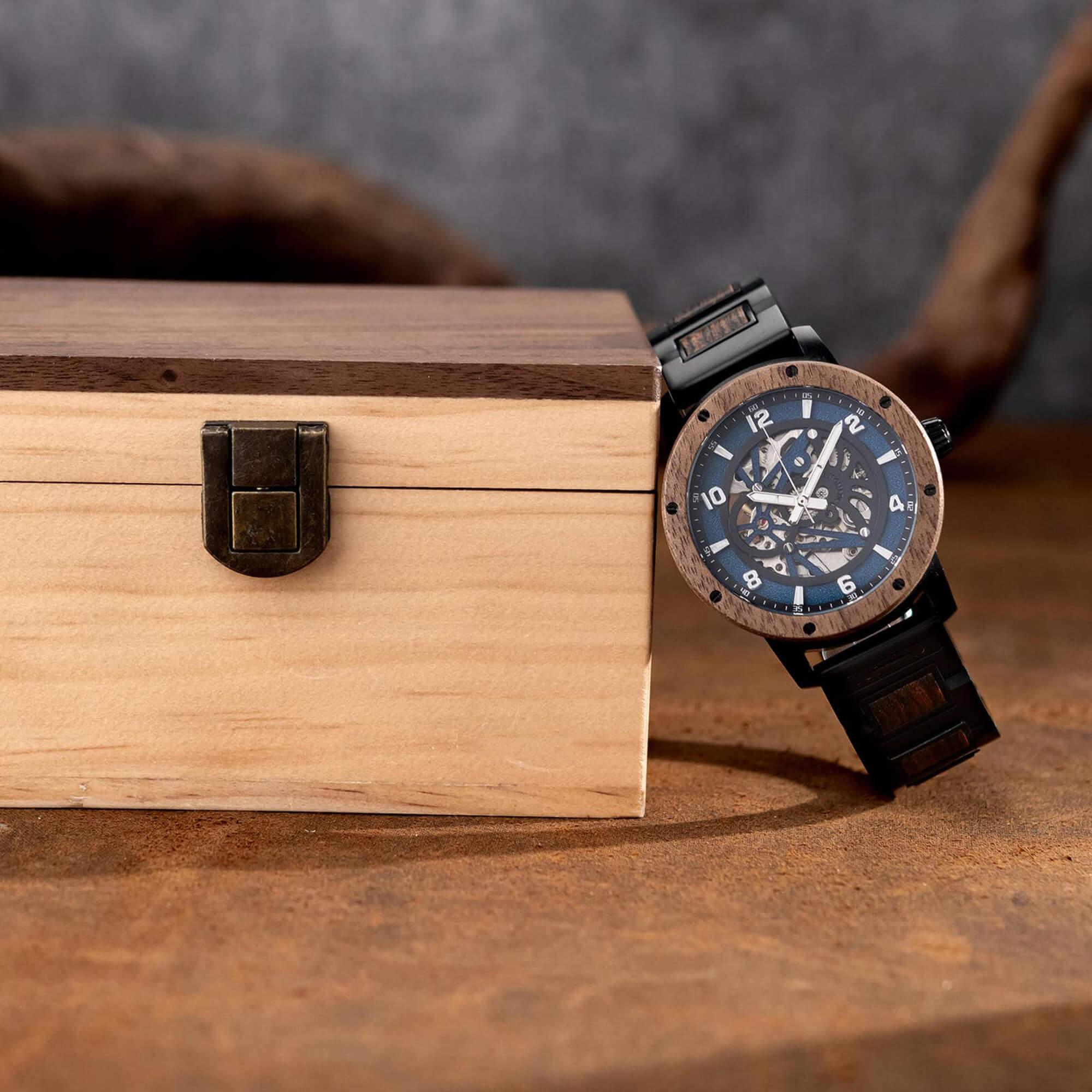 Skeleton Watches Automatic Mechanical Louro Preto Black - wowat.cowowat