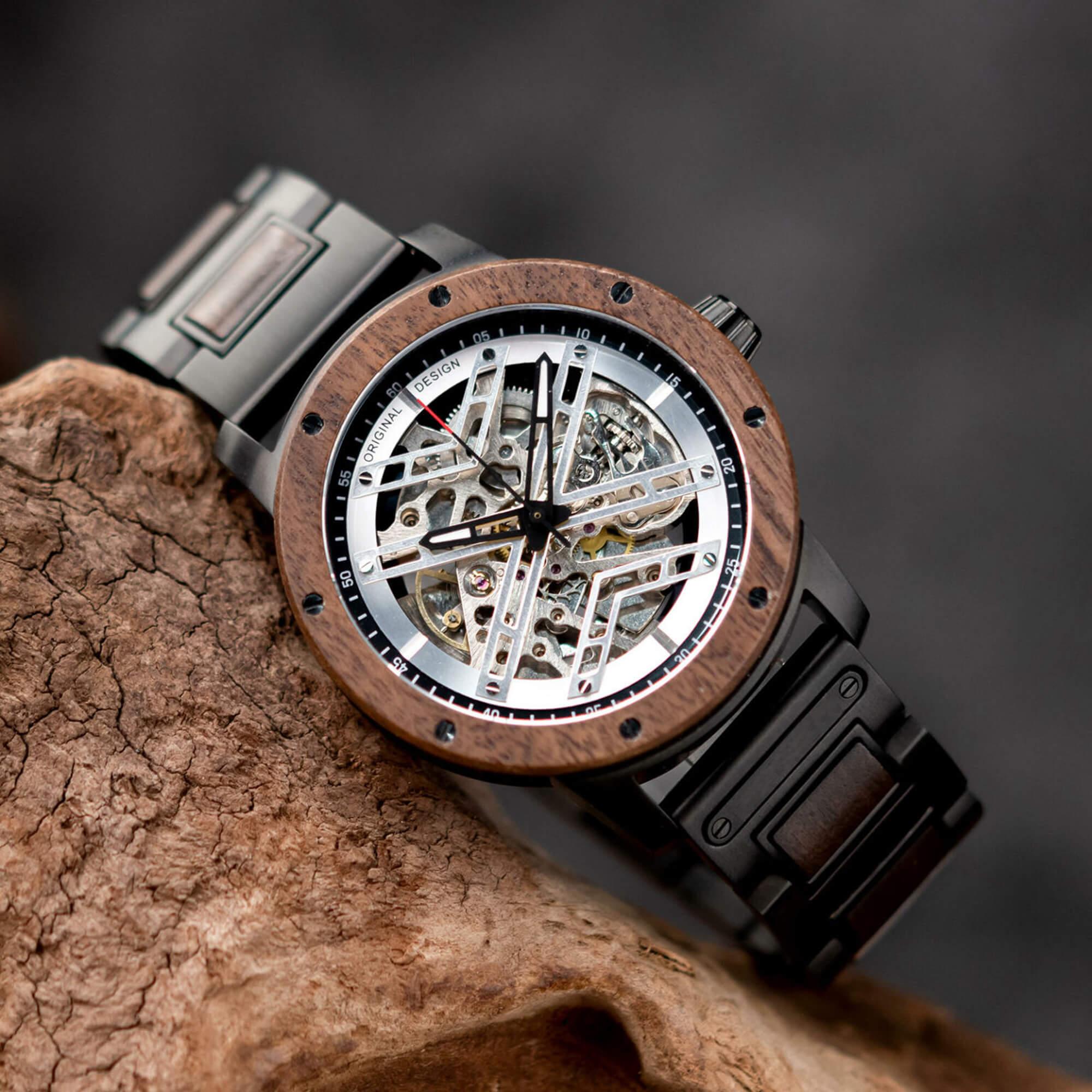 Skeleton Watches Automatic Mechanical Louro Preto Black - wowat.cowowat