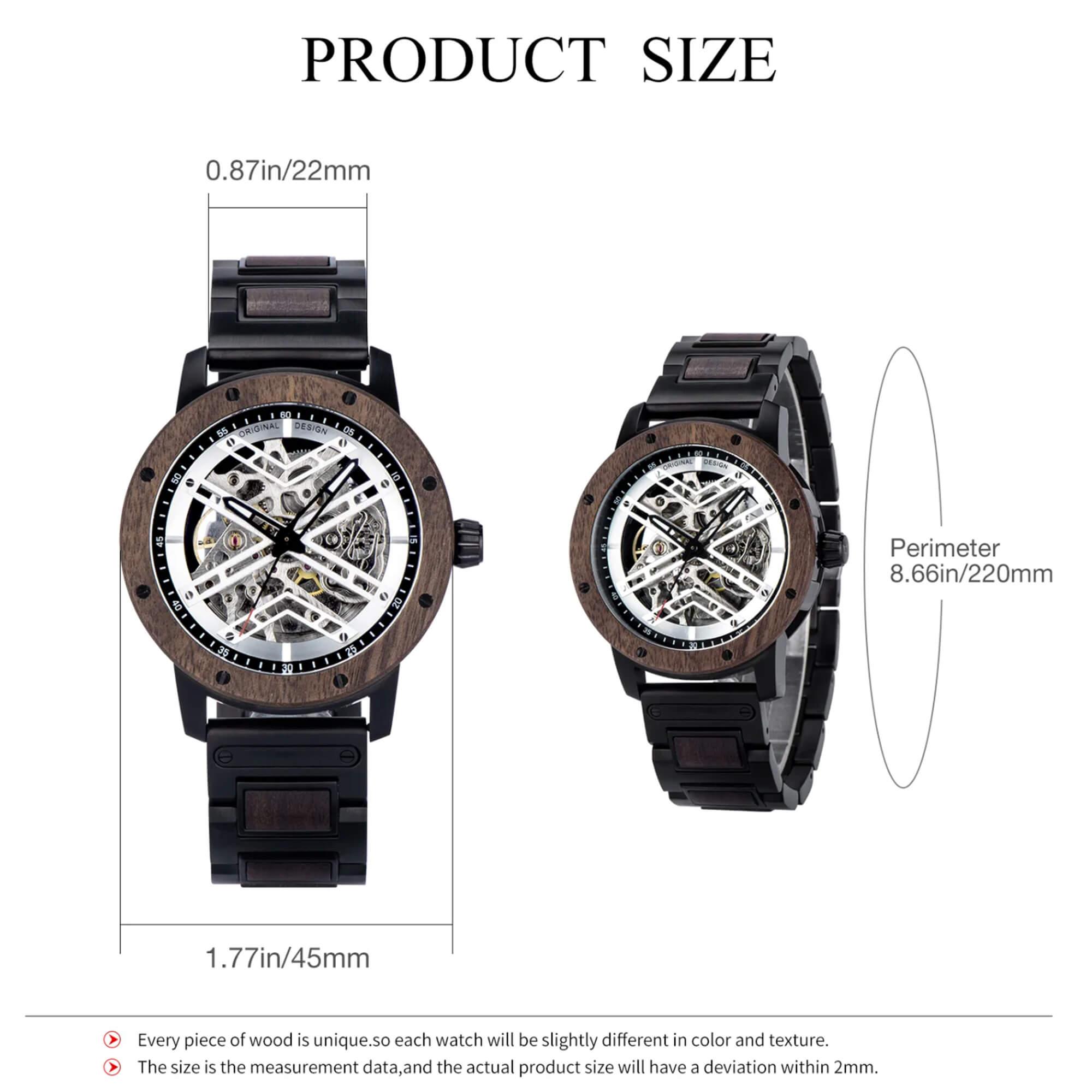 Skeleton Watches Automatic Mechanical Louro Preto Black - wowat.cowowat