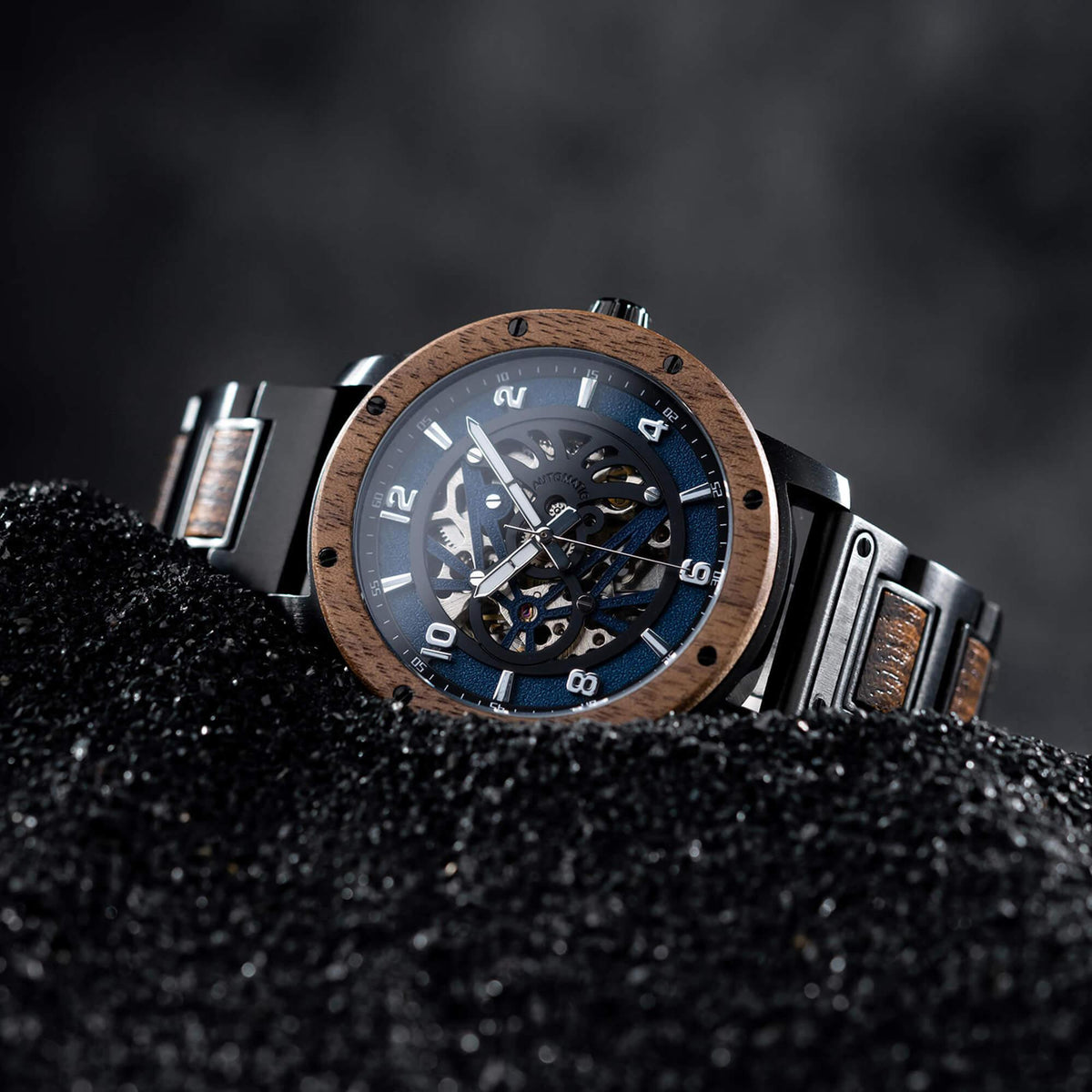 Skeleton Watches Automatic Mechanical Louro Preto Black - wowat.cowowat