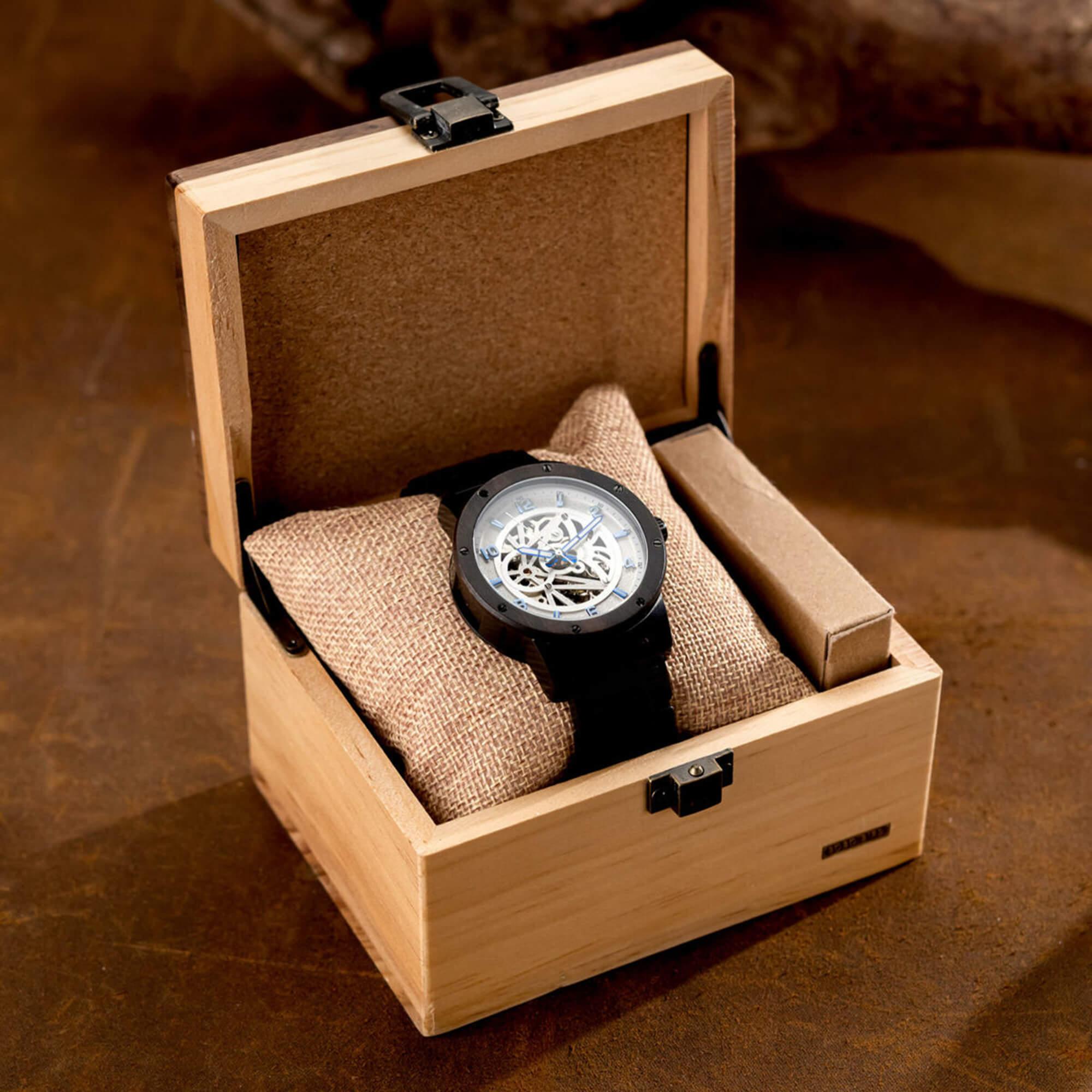 Skeleton Watches Automatic Mechanical Louro Preto Black - wowat.cowowat