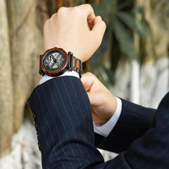 Skeleton Watches - Automatic Mechanical Men's Wooden Watch - Natural Rosewood - wowat.cowowat